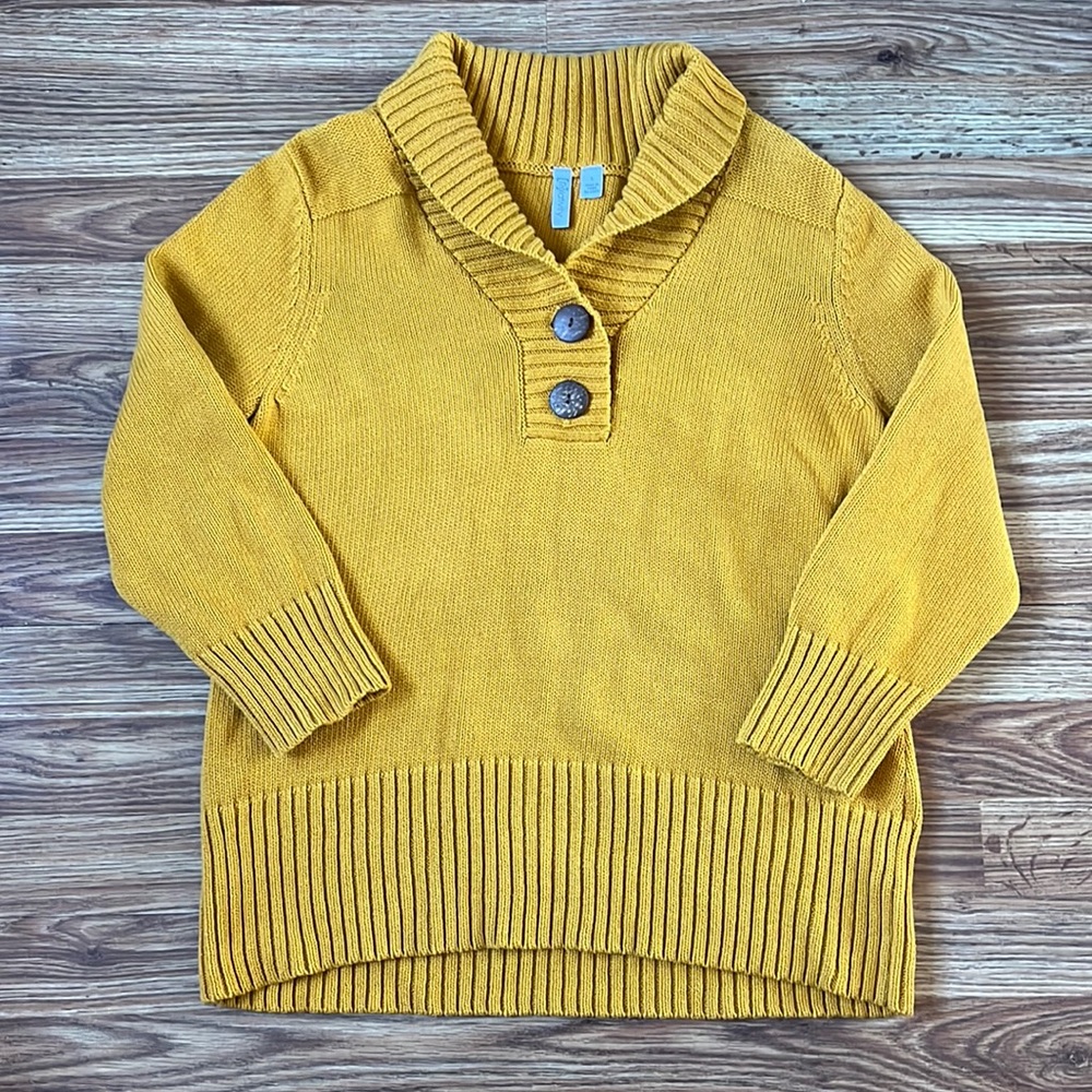 Relativity 2 button pullover sweater Beautiful Mustard Yellow! Sunflower!